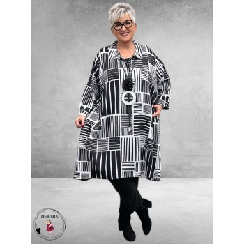 AKH Blouse/Jurk Cherry A-Lijn Zwart/Wit