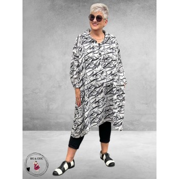 AKH Blouse/Jurk  Kreidstreep  Zwart/Wit