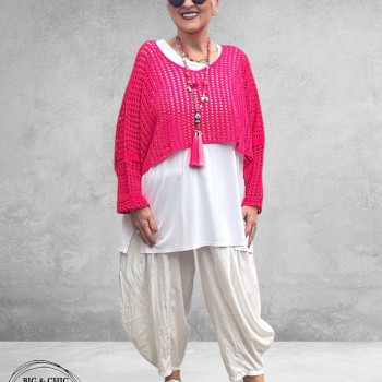 AKH Trui Kort Gaatjes Pink