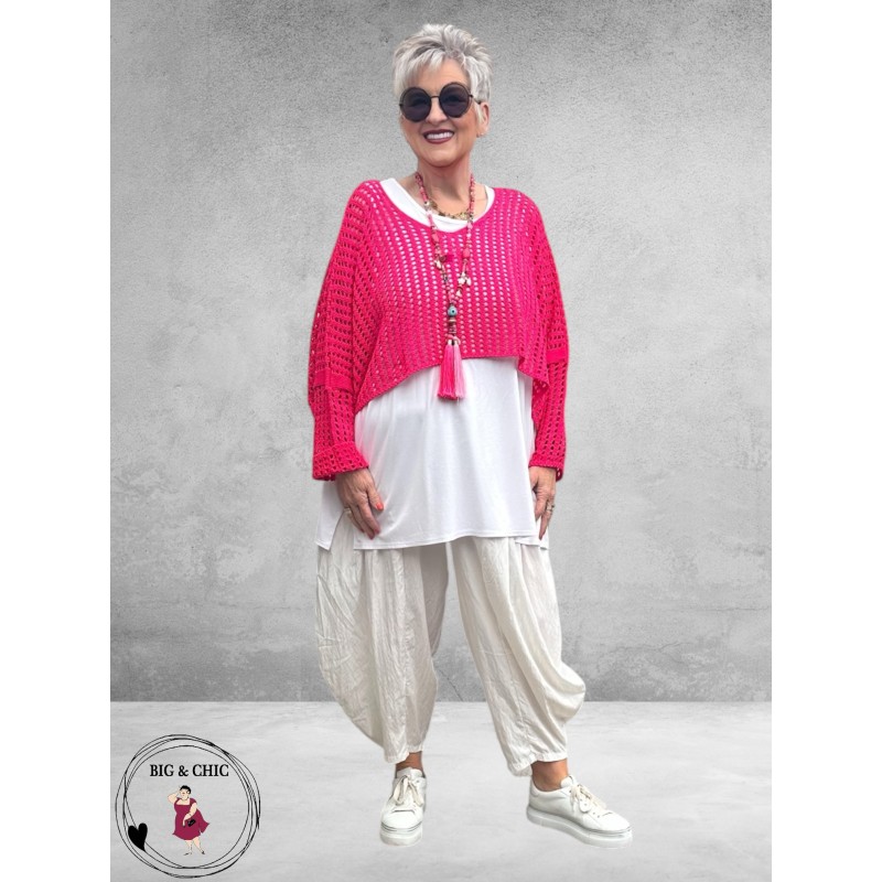 AKH Trui Kort Gaatjes Pink
