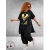 Funky Diva Shirt A-Lijn Zwart/Goud Print
