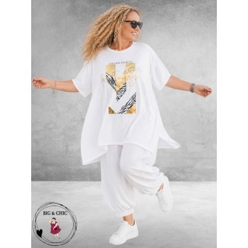 Funky Diva Shirt A-Lijn Wit/Goud Print