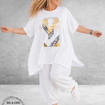 Funky Diva Shirt A-Lijn Wit/Goud Print