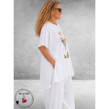 Funky Diva Shirt A-Lijn Wit/Goud Print