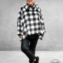 AKH Wijd Shirt Fleece Ruiten Zwart-Grijs-Wit