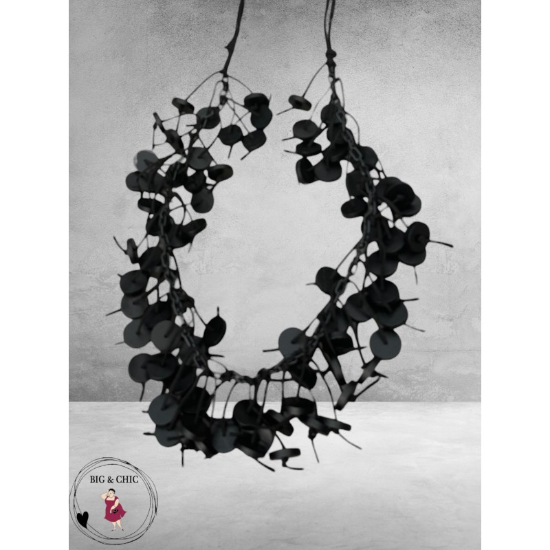Ketting Zwart Lang Hout/Rondjes