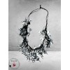 Ketting Zwart/Zilver  Lang Hout/Rondjes