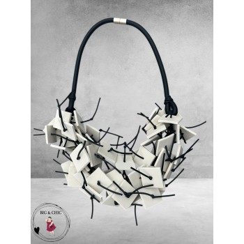 Ketting Stoer Statement Wit/Zwart Kort