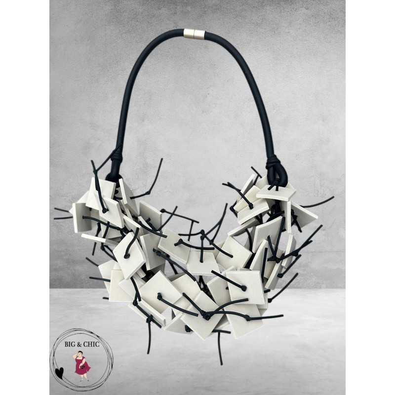 Ketting Stoer Statement Wit/Zwart Kort