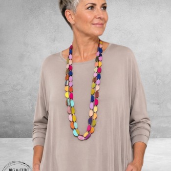 Ketting Lang Hout Kleurrijk Halve Rondjes