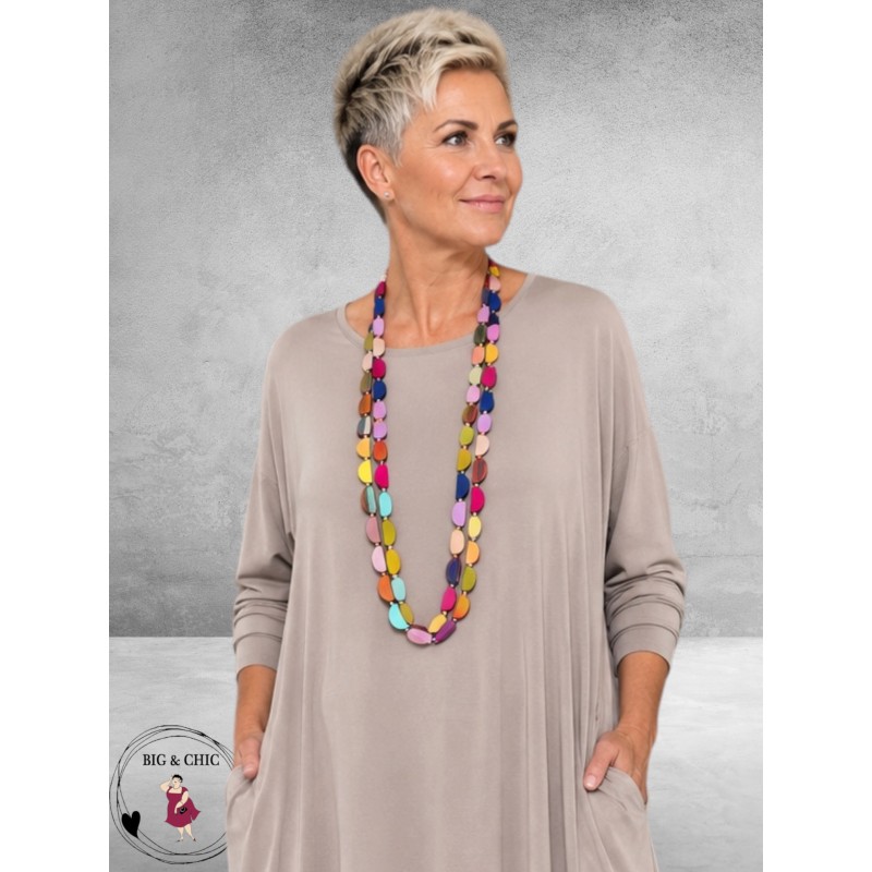 Ketting Lang Hout Kleurrijk Halve Rondjes
