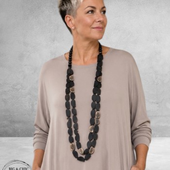 Ketting Lang Hout Bruin Halve Rondjes