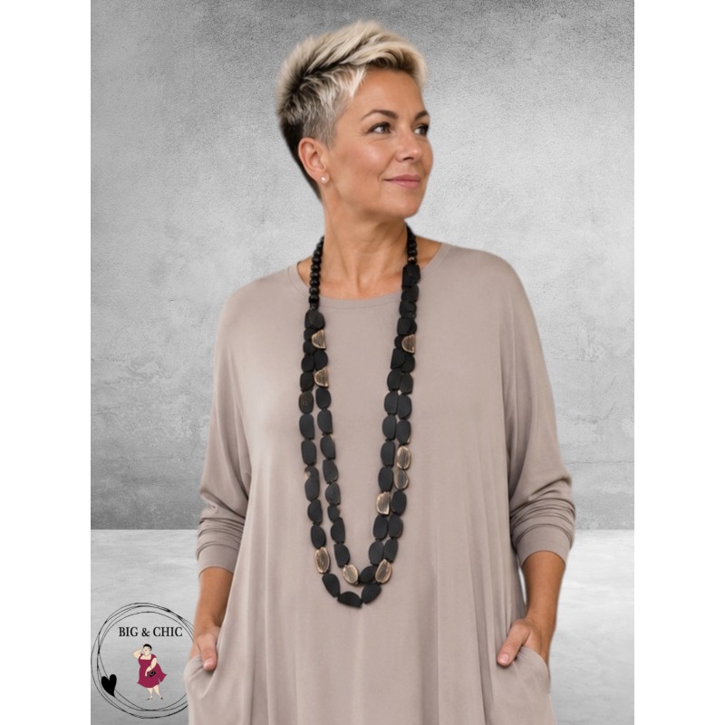 Ketting Lang Hout Bruin Halve Rondjes