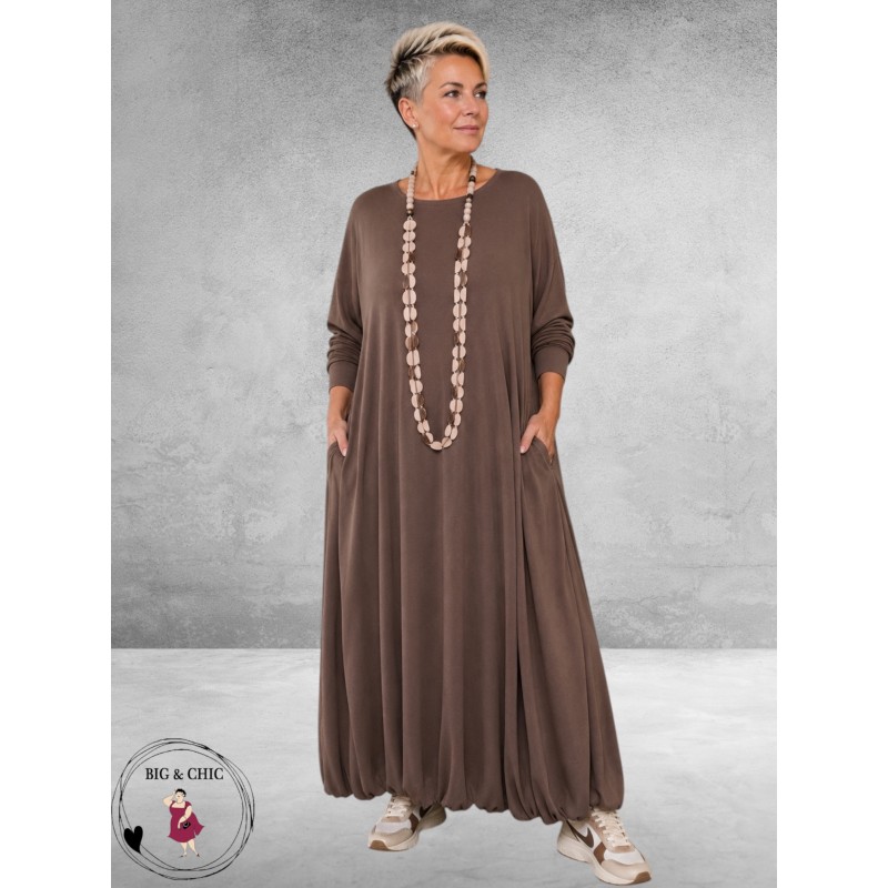 Ketting Lang Hout  Beige Halve Rondjes
