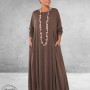 Ketting Lang Hout  Beige Halve Rondjes