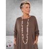 Ketting Lang Hout  Beige Halve Rondjes