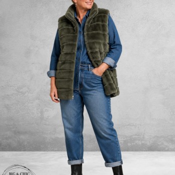BG Gilet Faux Fur Olijf 
