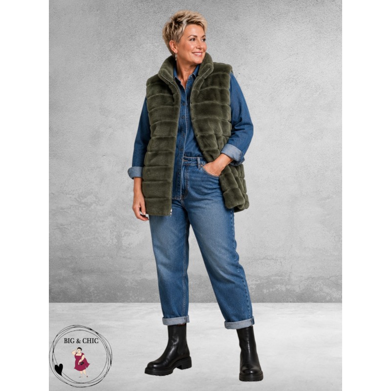 BG Gilet Faux Fur Olijf 