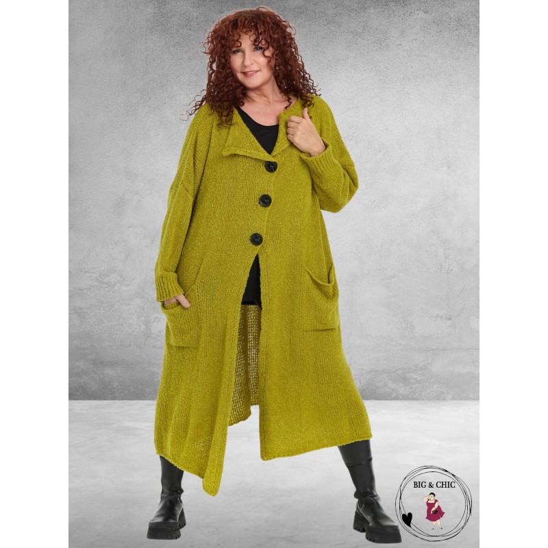 AMANDINE Vest Bouclè Lang Curry