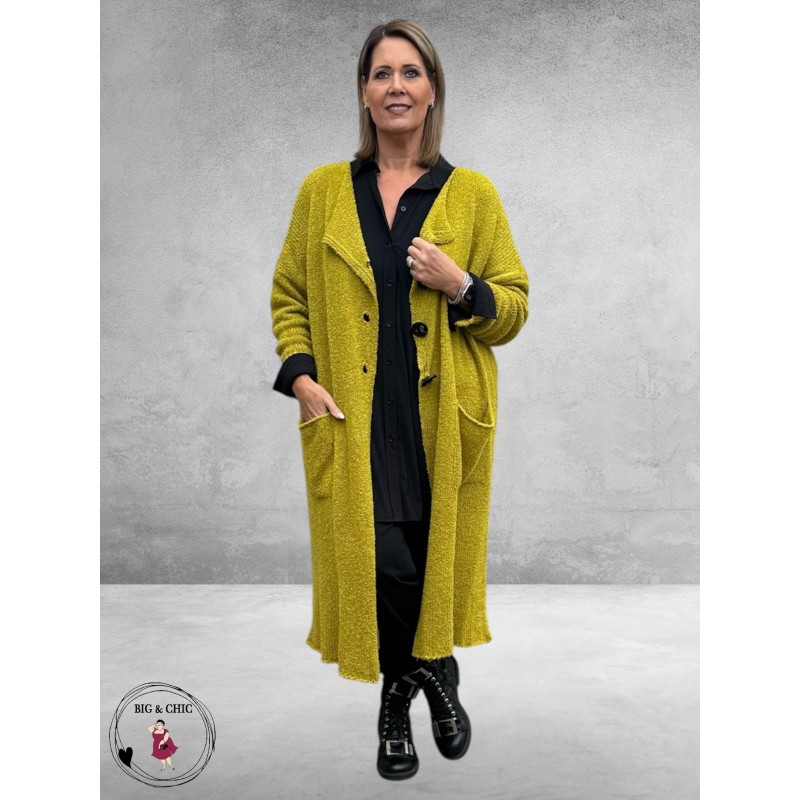 AMANDINE Vest Bouclè Lang Curry