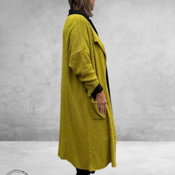 AMANDINE Vest Bouclè Lang Curry