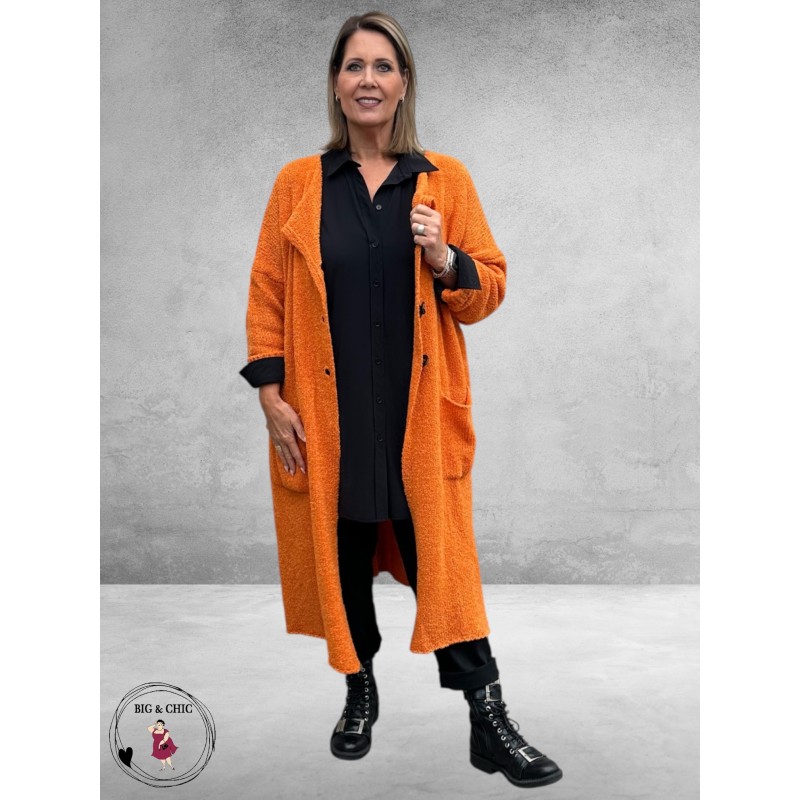 AMANDINE Vest Bouclè Lang Oranje