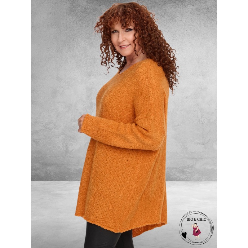 AMANDINE Trui A-symetrisch Bouclé Oranje