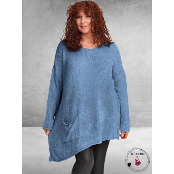 AMANDINE Trui A-symetrisch Bouclé Blauw