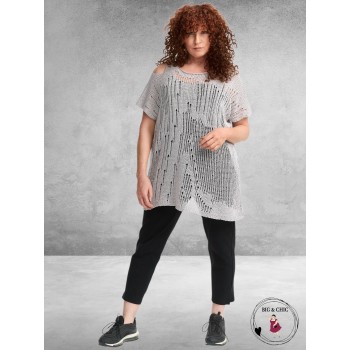 AMANDINE Luxe Trui Met Schouderdetail Lichtgrijs