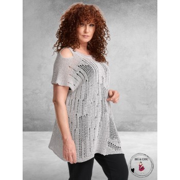 AMANDINE Luxe Trui Met Schouderdetail Lichtgrijs