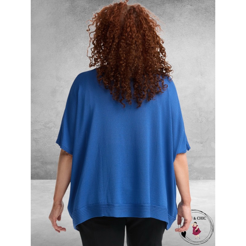 AMANDINE Wijde Trui Fijn Gebreid Blauw