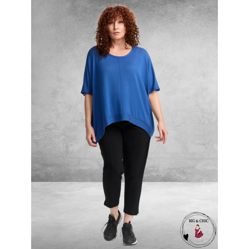 AMANDINE Wijde Trui Fijn Gebreid Blauw