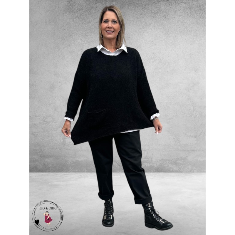 AMANDINE Trui A-symetrisch Bouclé Zwart 