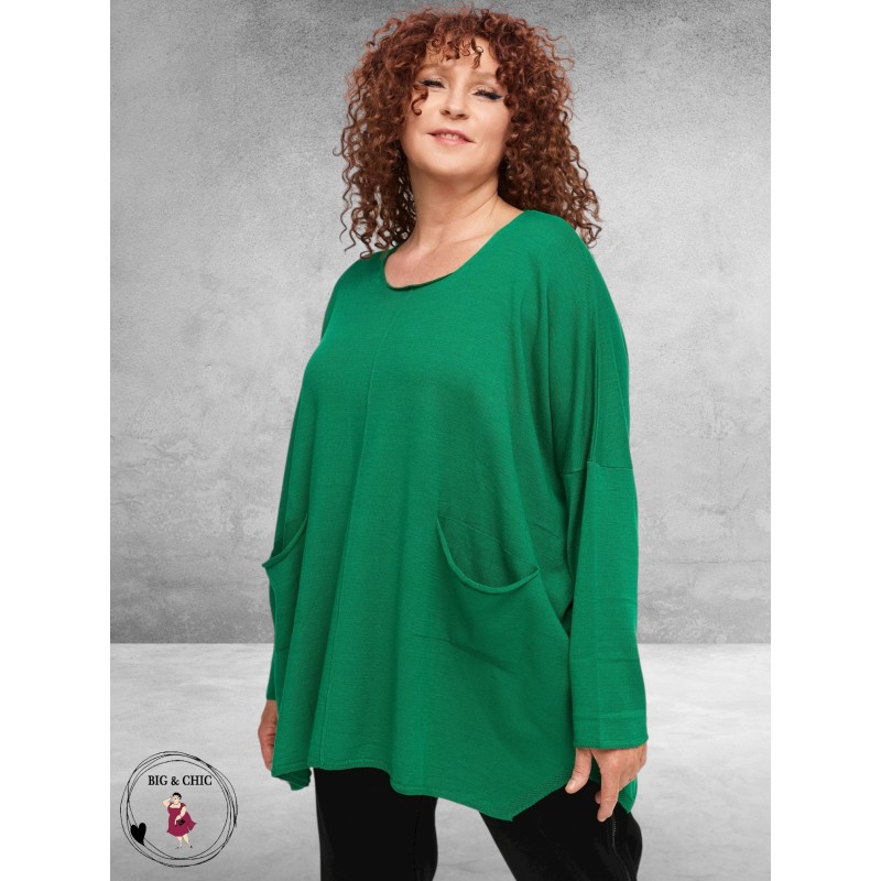 AMANDINE  Trui Oversize Zakjes Groen