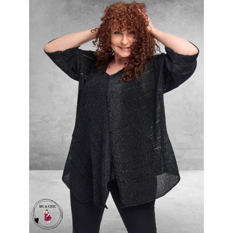 Amandine Trui A-Lijn Asymmetrisch Zwart