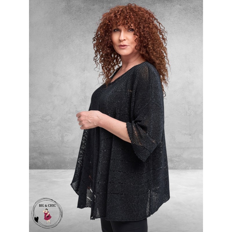 Amandine Trui A-Lijn Asymmetrisch Zwart