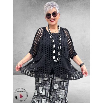 Amandine Trui Zomer Met Gaatjes Zwart