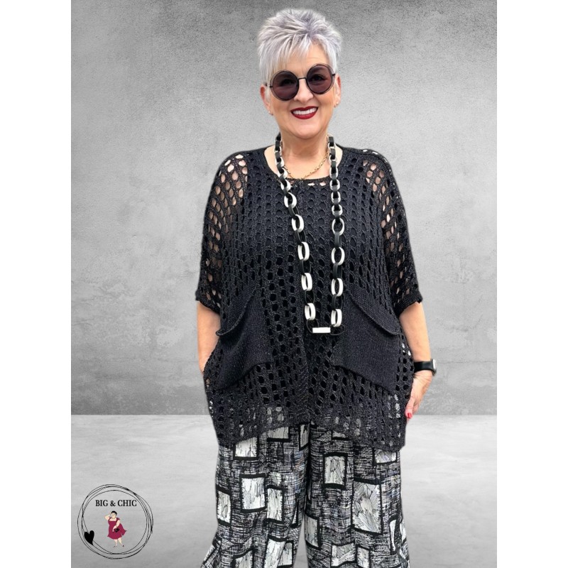 Amandine Trui Zomer Met Gaatjes Zwart