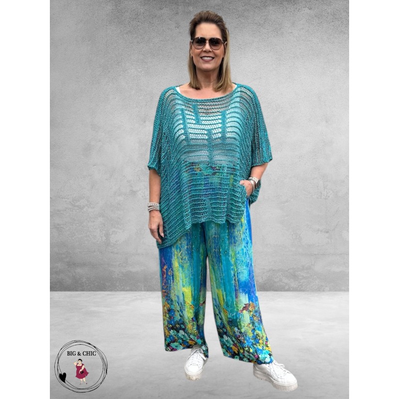 Amandine Trui Zomer Laagjeslook Turquoise