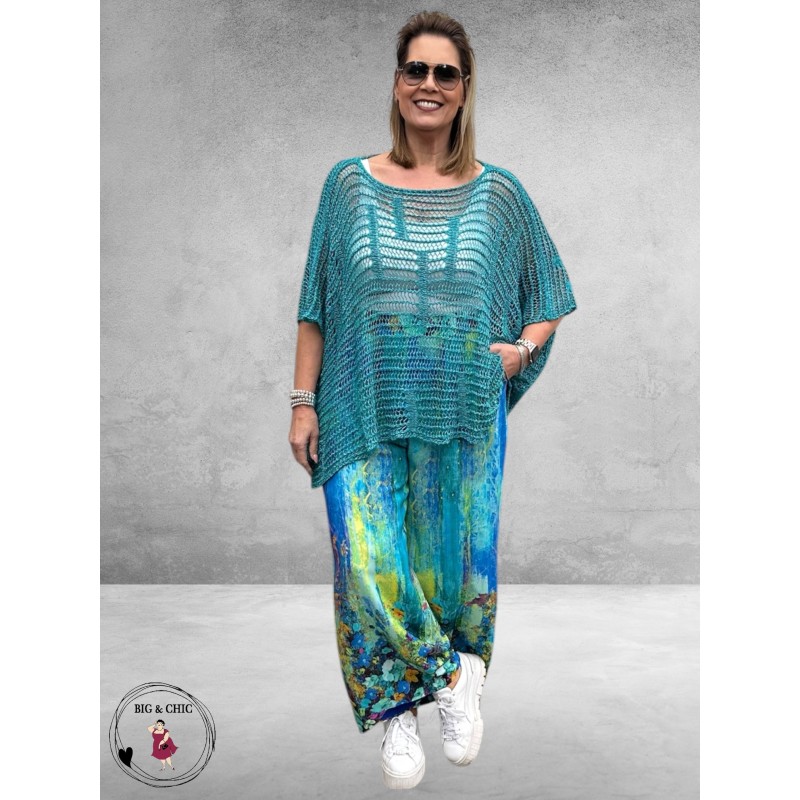 Amandine Trui Zomer Laagjeslook Turquoise