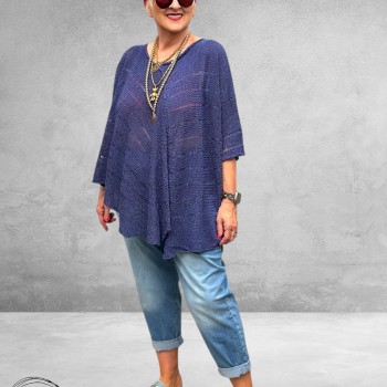 Amandine Trui A-Lijn Asymmetrisch Blauw