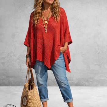 Amandine Trui A-Lijn Asymmetrisch Terracotta