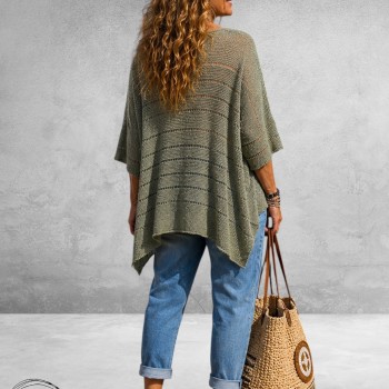 Amandine Trui A-Lijn Asymmetrisch Khaki 