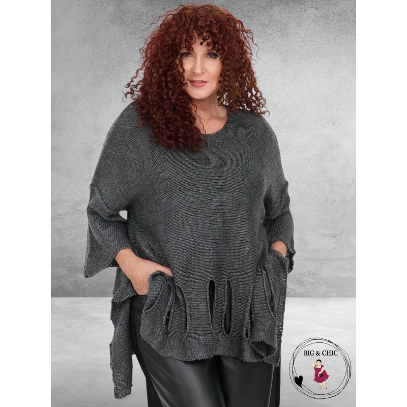 AMANDINE Trui Cut Outs Grijs