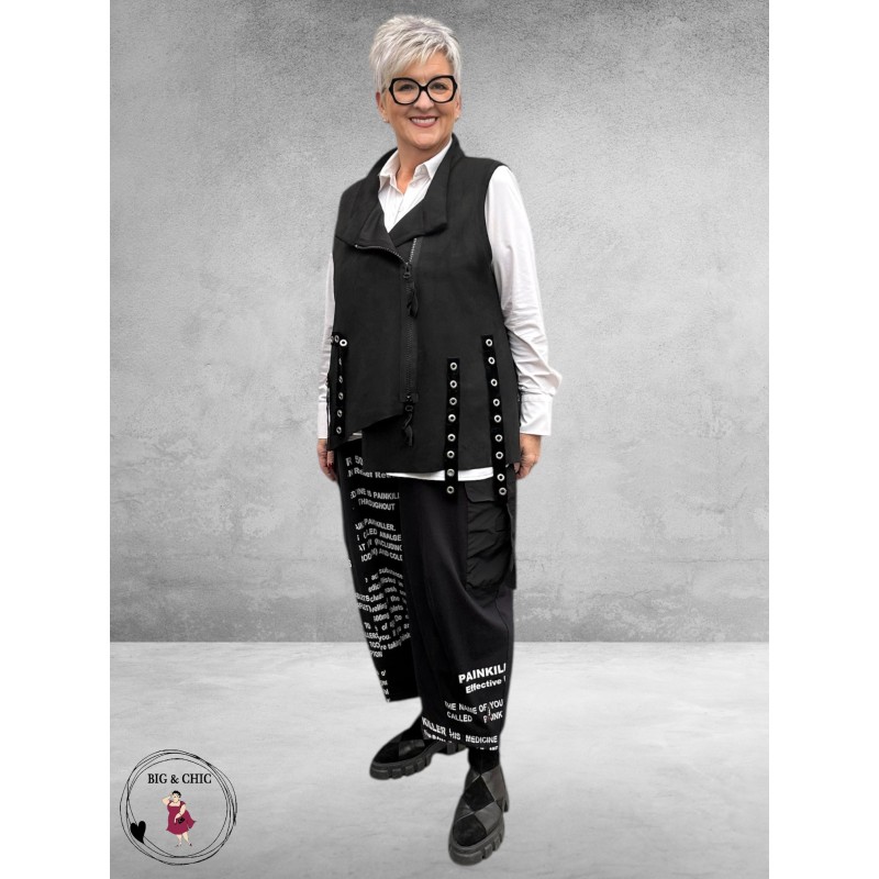 CHALONA Ballonbroek Zwart Met Witte Tekst