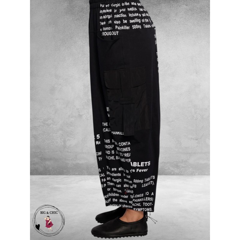 CHALONA Ballonbroek Zwart Met Witte Tekst