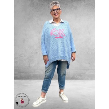 NC Trui Oversize Everything OK Lichtblauw