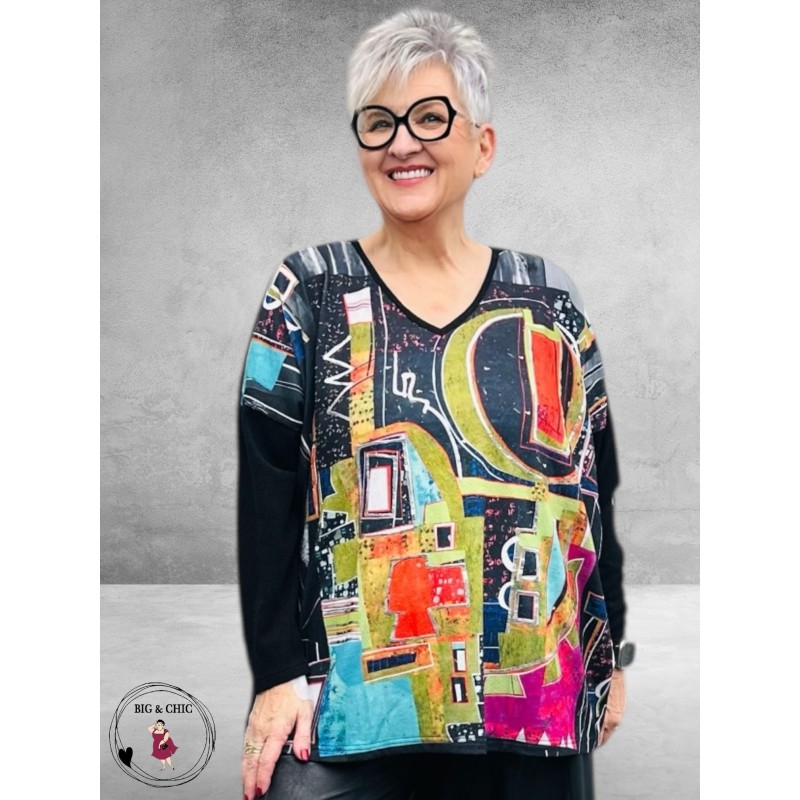 DIVAS PLANET Shirt Zwart V-Hals