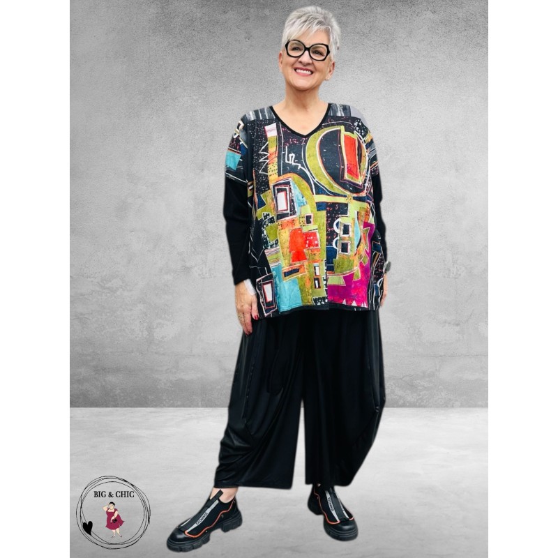 DIVAS PLANET Shirt Zwart V-Hals