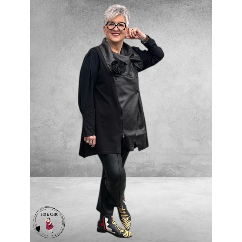 DIVAS PLANET Gilet Zwart Leerlook